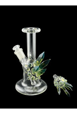Based Glass Clear With Smoke Green Crystal Growth Mini Beaker With Matching Carb Cap