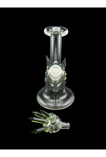 Based Glass Clear With Smoke Green Crystal Growth Mini Beaker With Matching Carb Cap