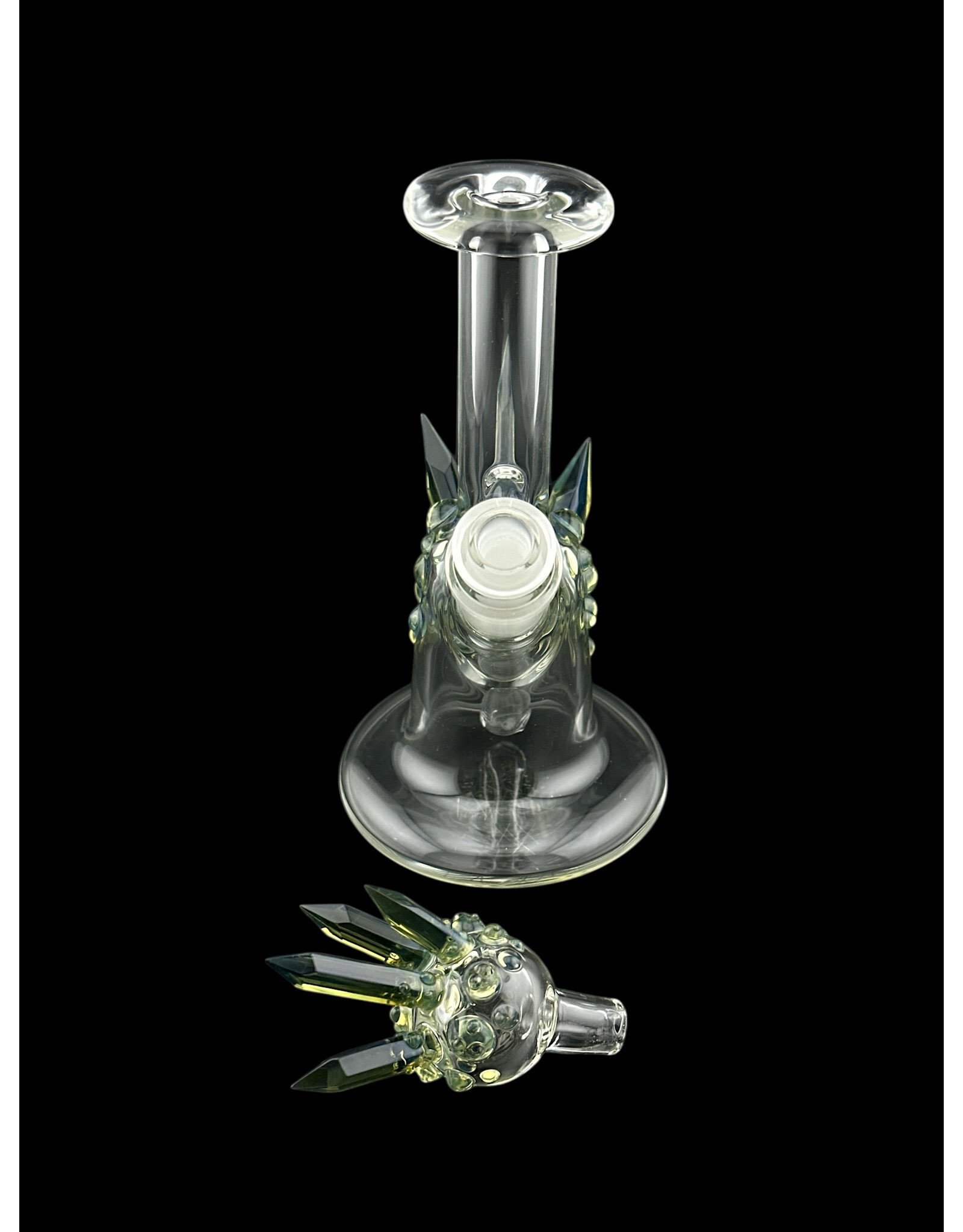 Based Glass Clear With Green Crystal Growth Mini Beaker With Matching Carb Cap