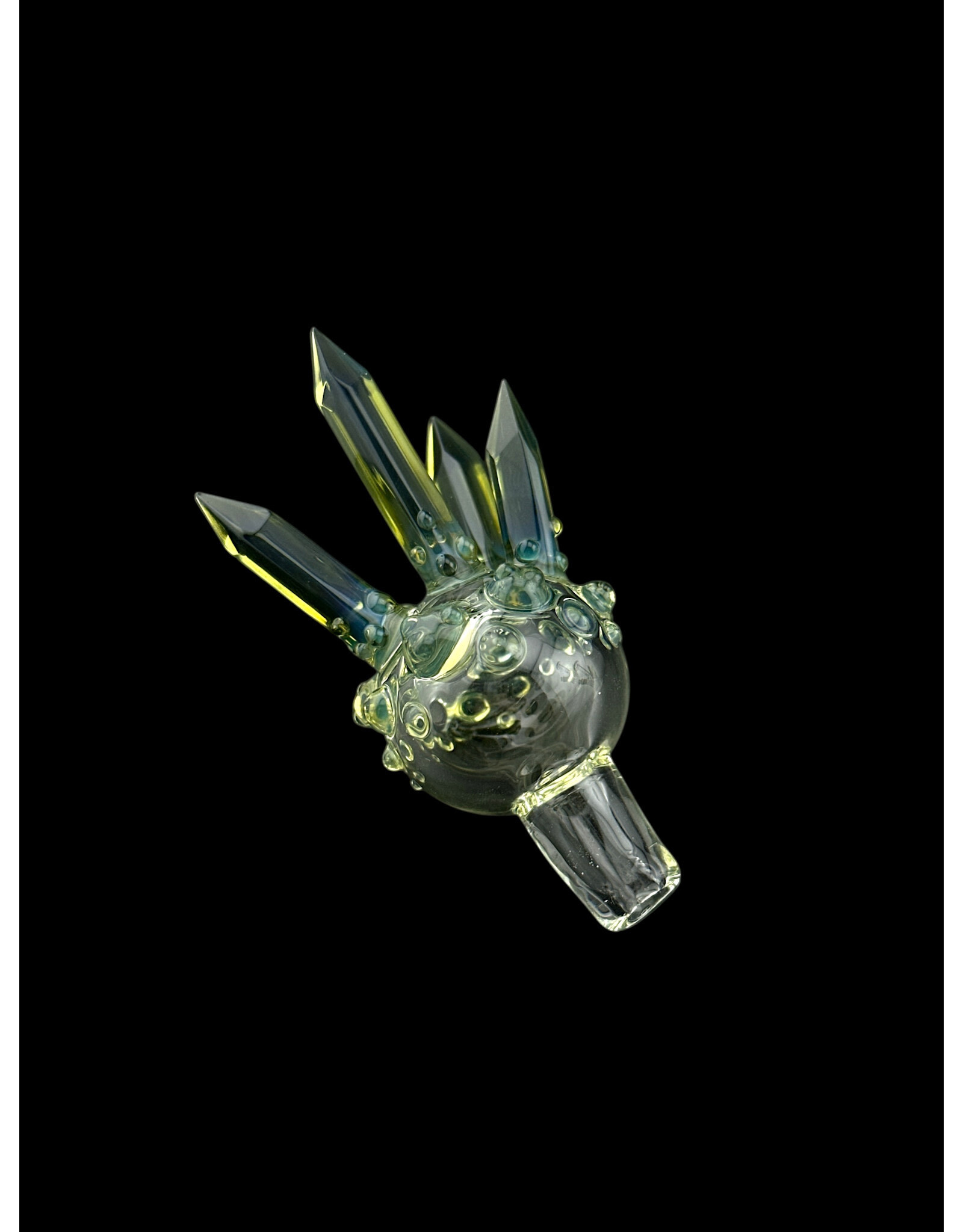 Based Glass Clear With Smoke Green Crystal Growth Mini Beaker With Matching Carb Cap