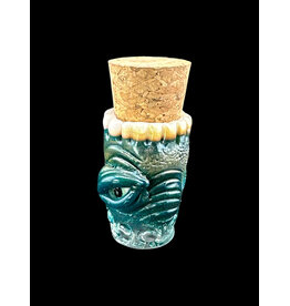 Teal Monster Jar With Teeth