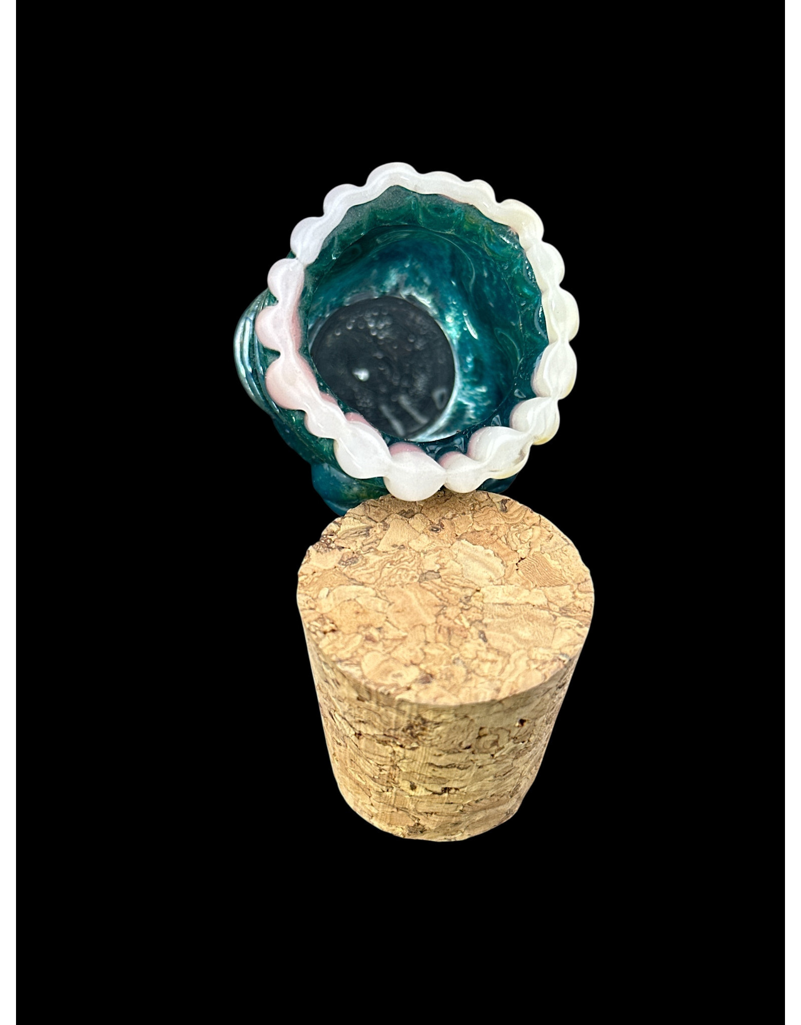 Teal Monster Jar With Teeth