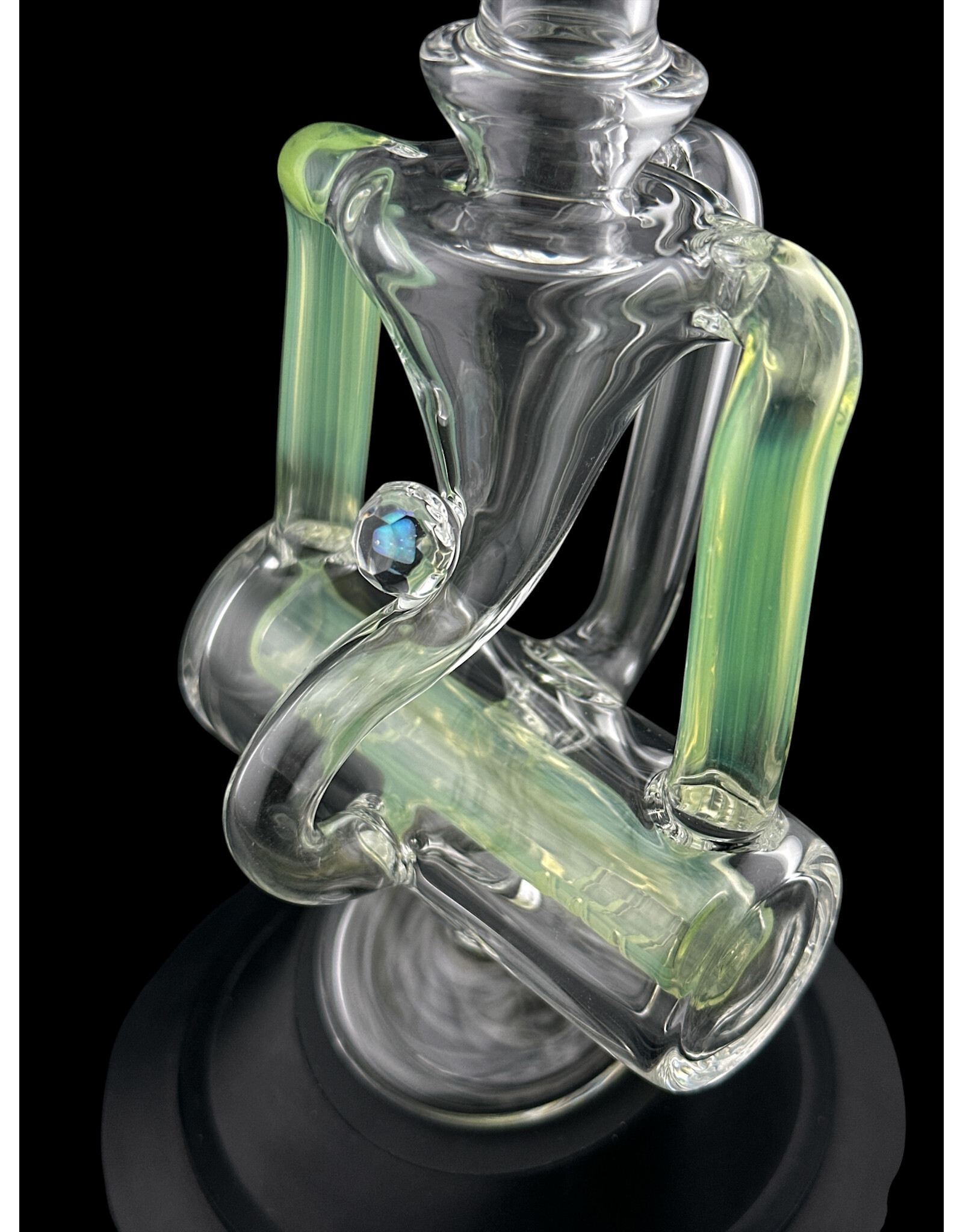 Iridescent Inline Recycler Slyme Accent w/ Faceted Opal  Peak Attachment