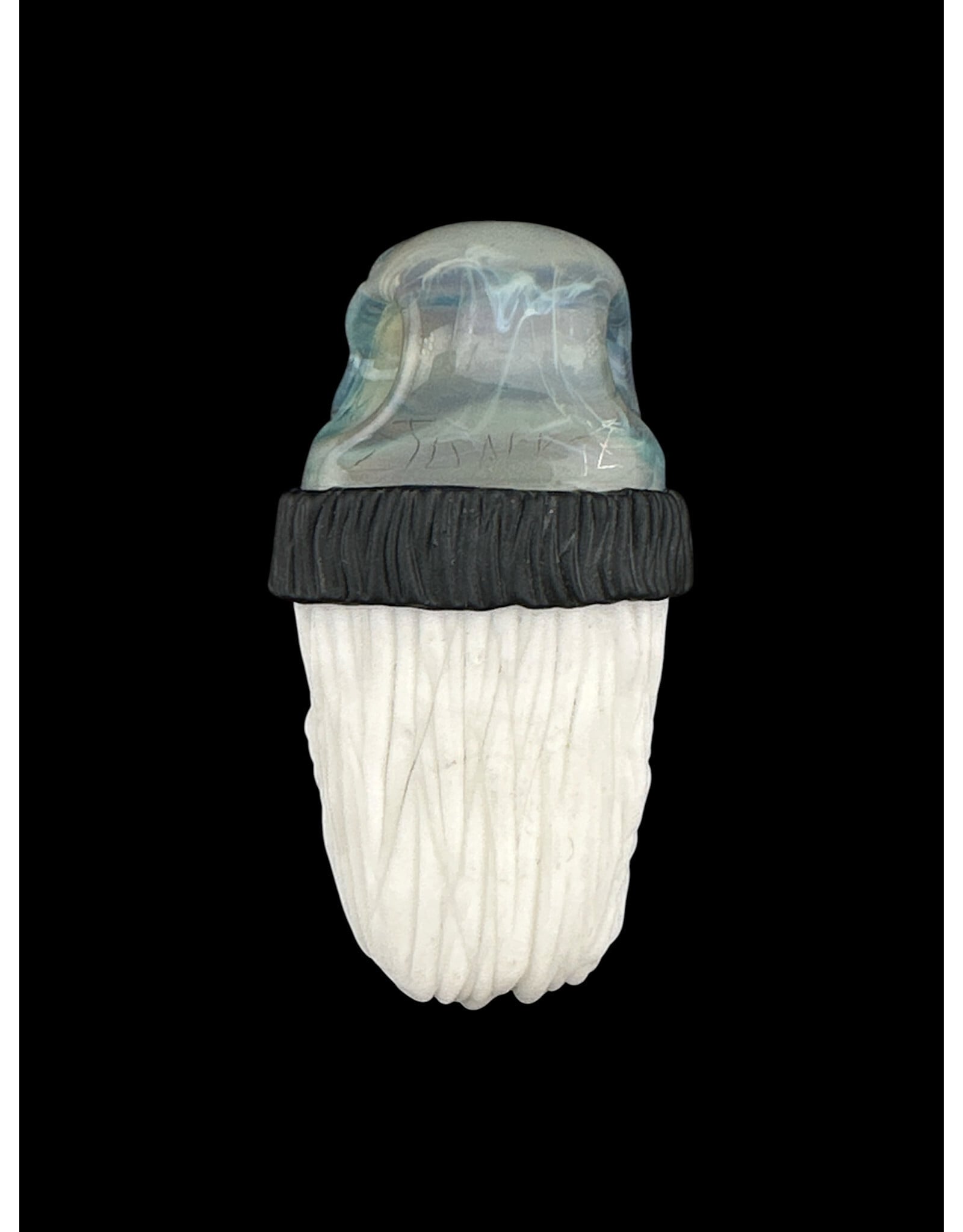 junkie glass Junkie Glass CFL White Bearded Eyeball With Beanie Pendant