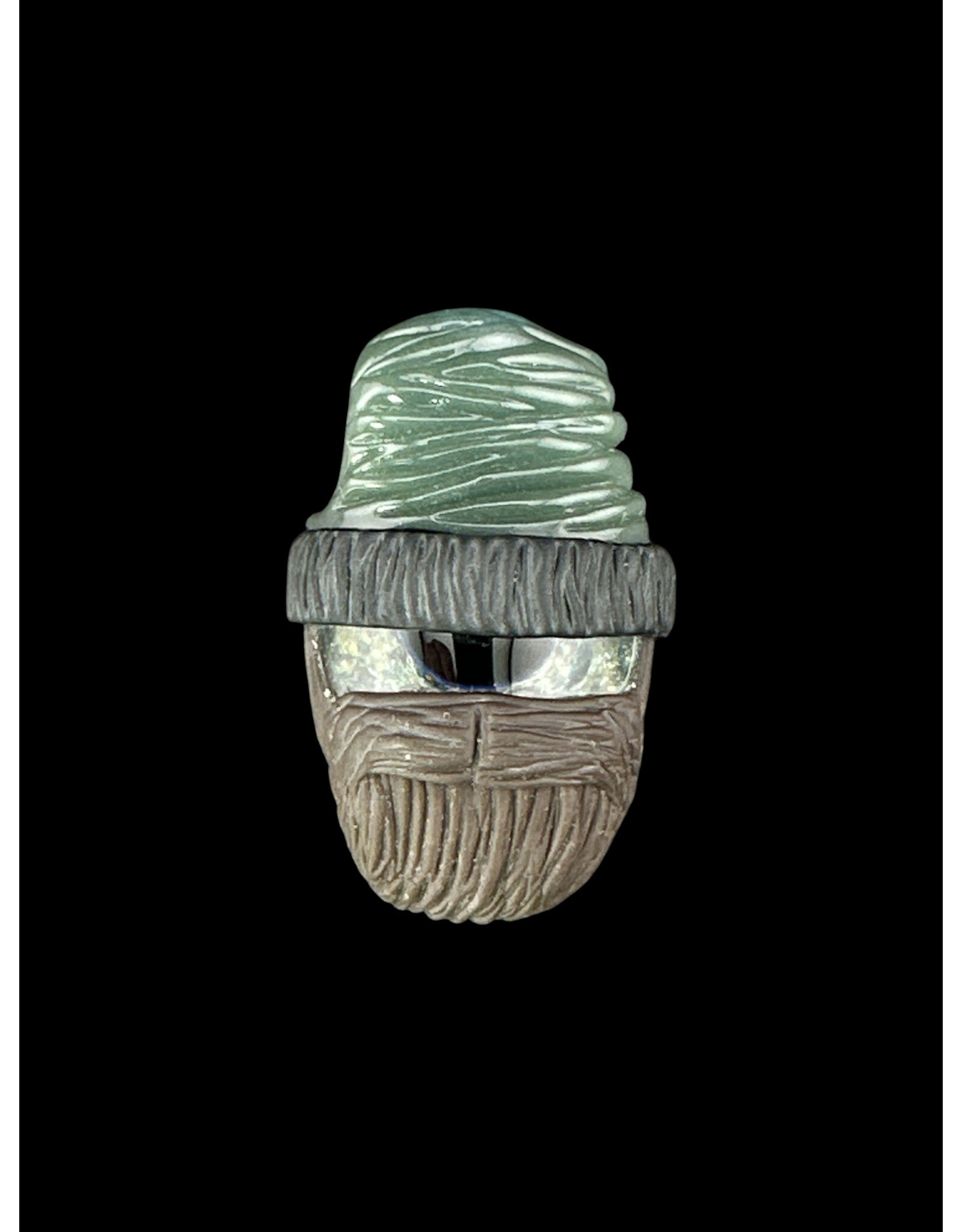 junkie glass Junkie Glass Bearded Eyeball With Green Beanie Pendant
