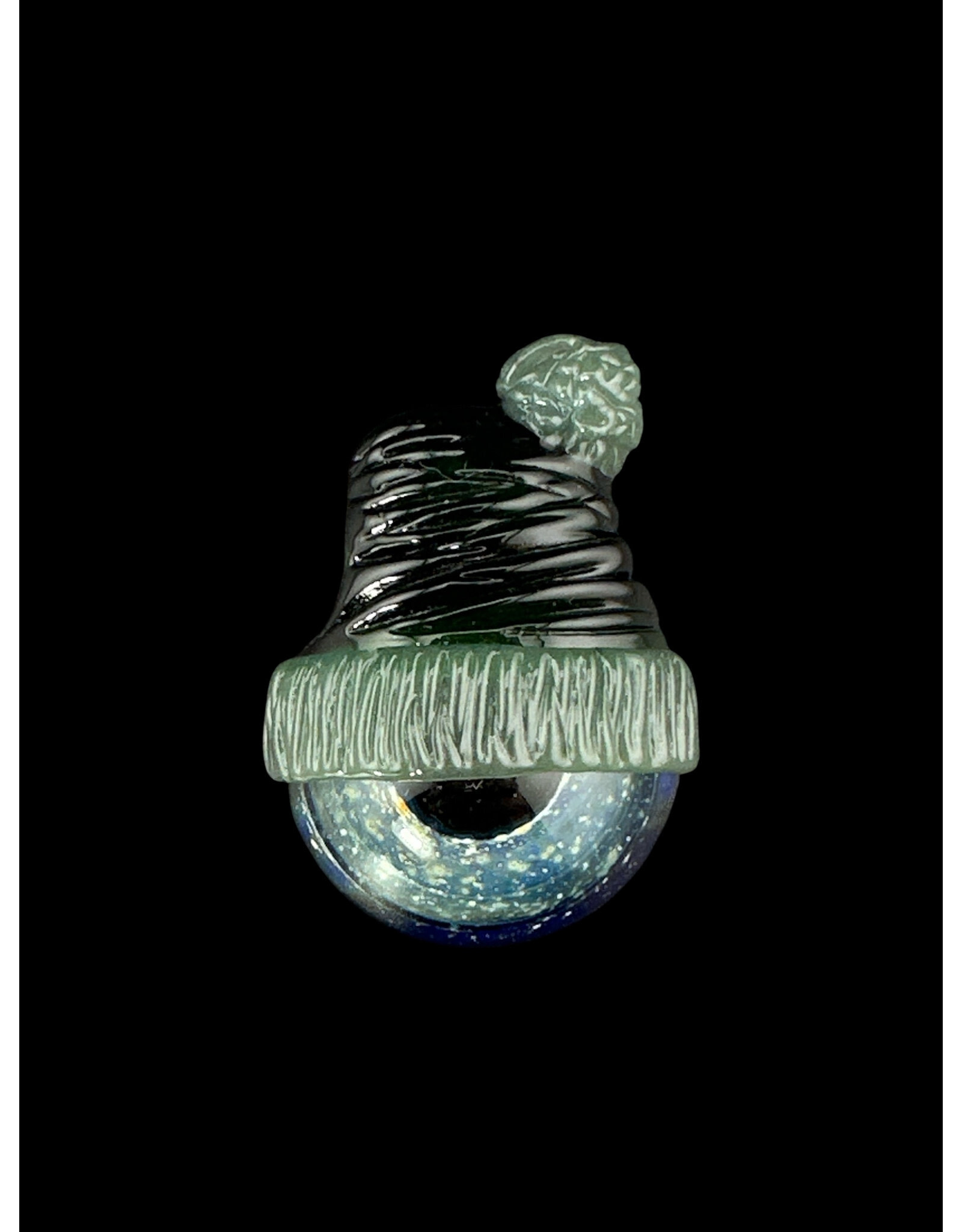 junkie glass Junkie Glass Mini Eyeball With Black FOOFY Beanie Pendant