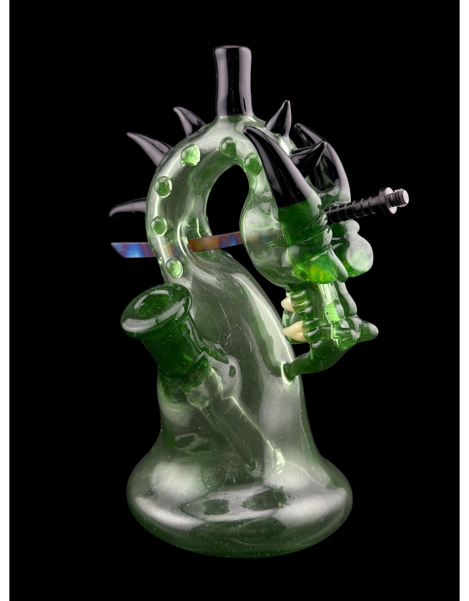 Tony Kazy Small Dragon With Metal Sword Green