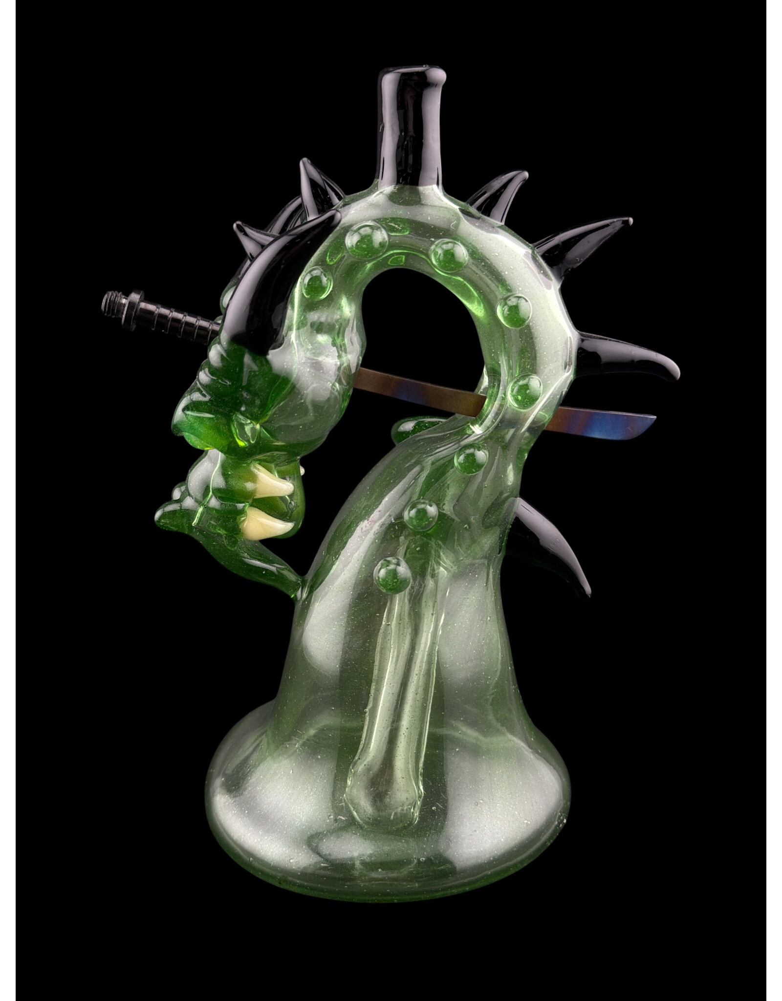 Tony Kazy Small Dragon With Metal Sword Green
