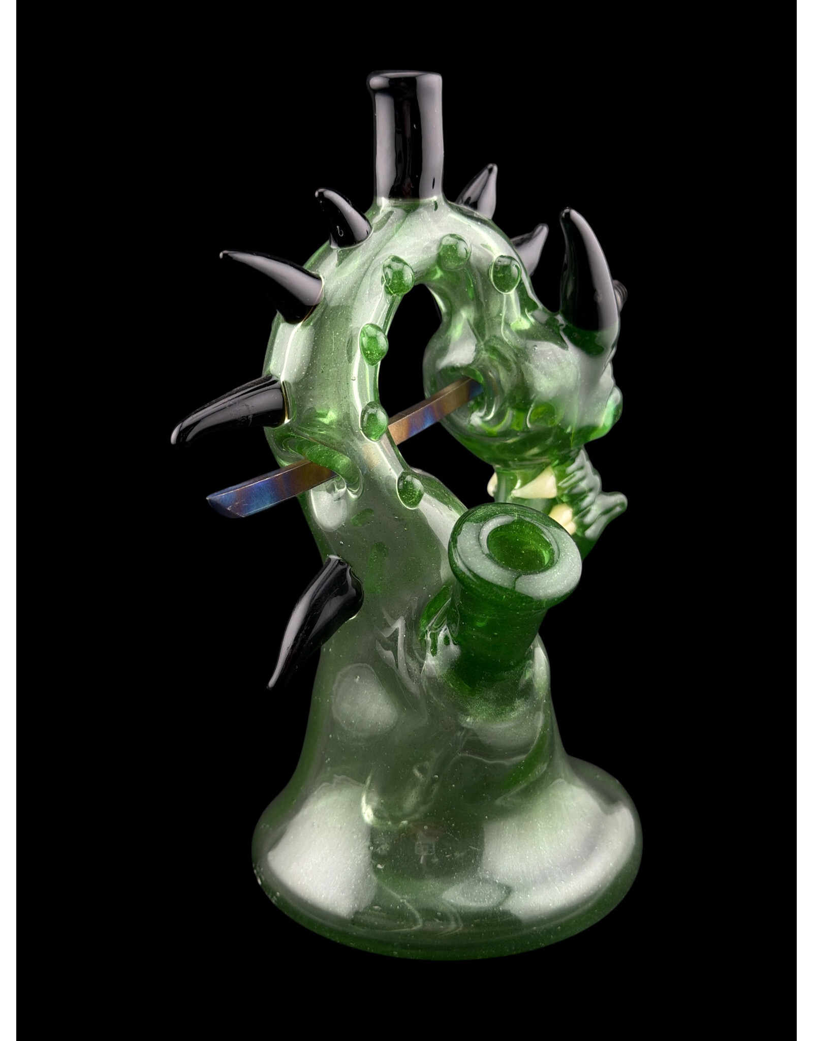 Tony Kazy Small Dragon With Metal Sword Green