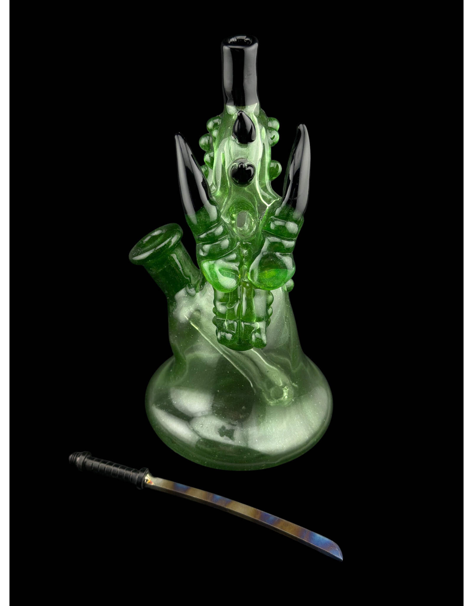 Tony Kazy Small Dragon With Metal Sword Green