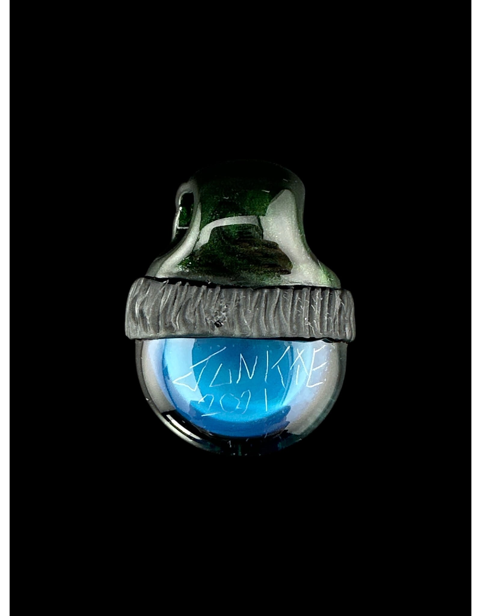 junkie glass Junkie Glass Regular Size Eyeball With Green Beanie Pendant