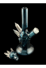 Based Glass Full Blue Color With Color Crystal Growth Mini Beaker With Matching Carb Cap