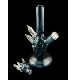 Based Glass Full Blue Color With Color Crystal Growth Mini Beaker With Matching Carb Cap