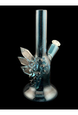 Based Glass Full Blue Color With Color Crystal Growth Mini Beaker With Matching Carb Cap