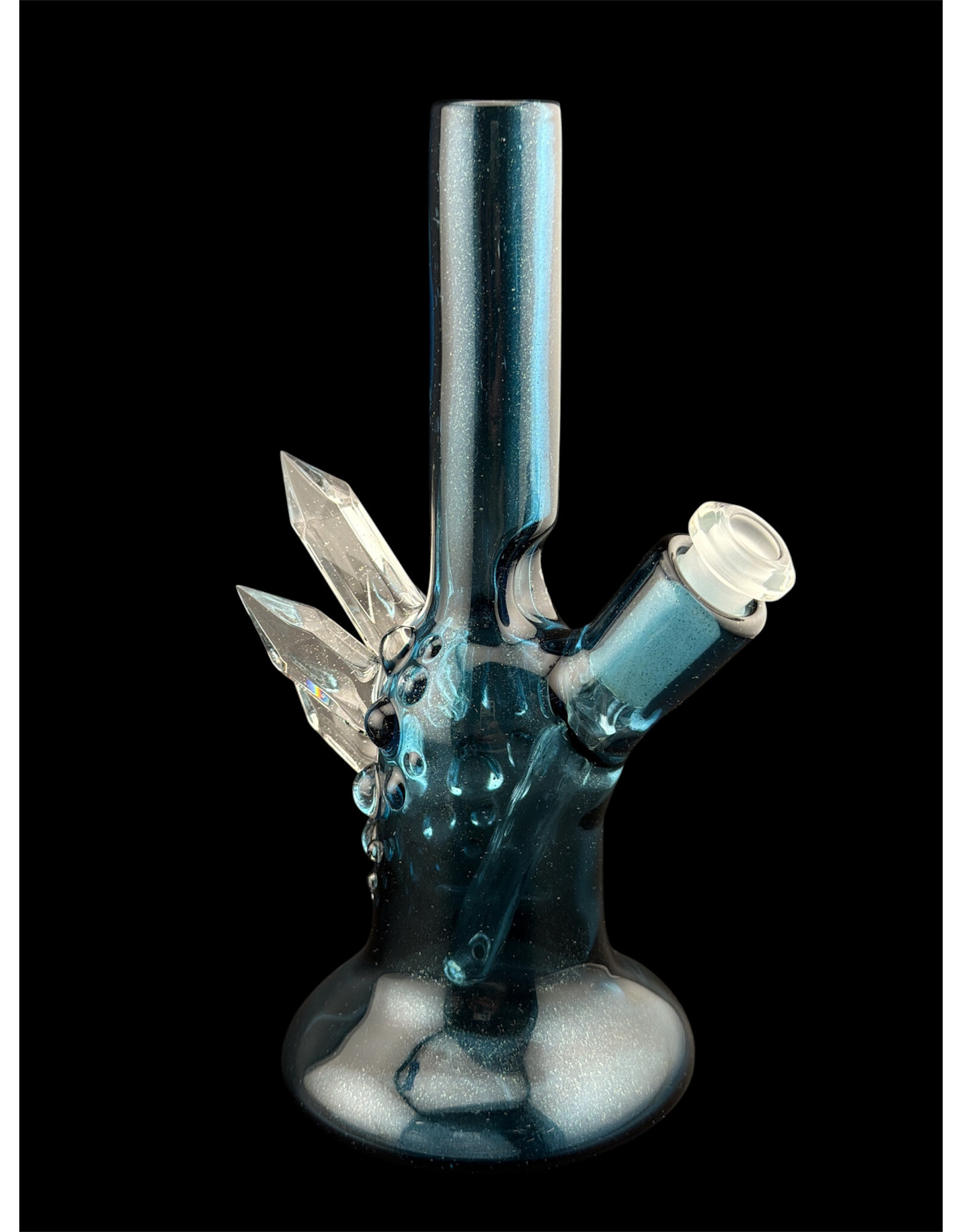Based Glass Full Blue Color With Color Crystal Growth Mini Beaker With Matching Carb Cap