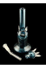 Based Glass Full Blue Color With Color Crystal Growth Mini Beaker With Matching Carb Cap