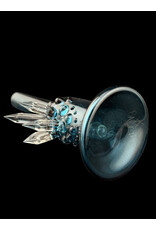Based Glass Full Blue Color With Color Crystal Growth Mini Beaker With Matching Carb Cap