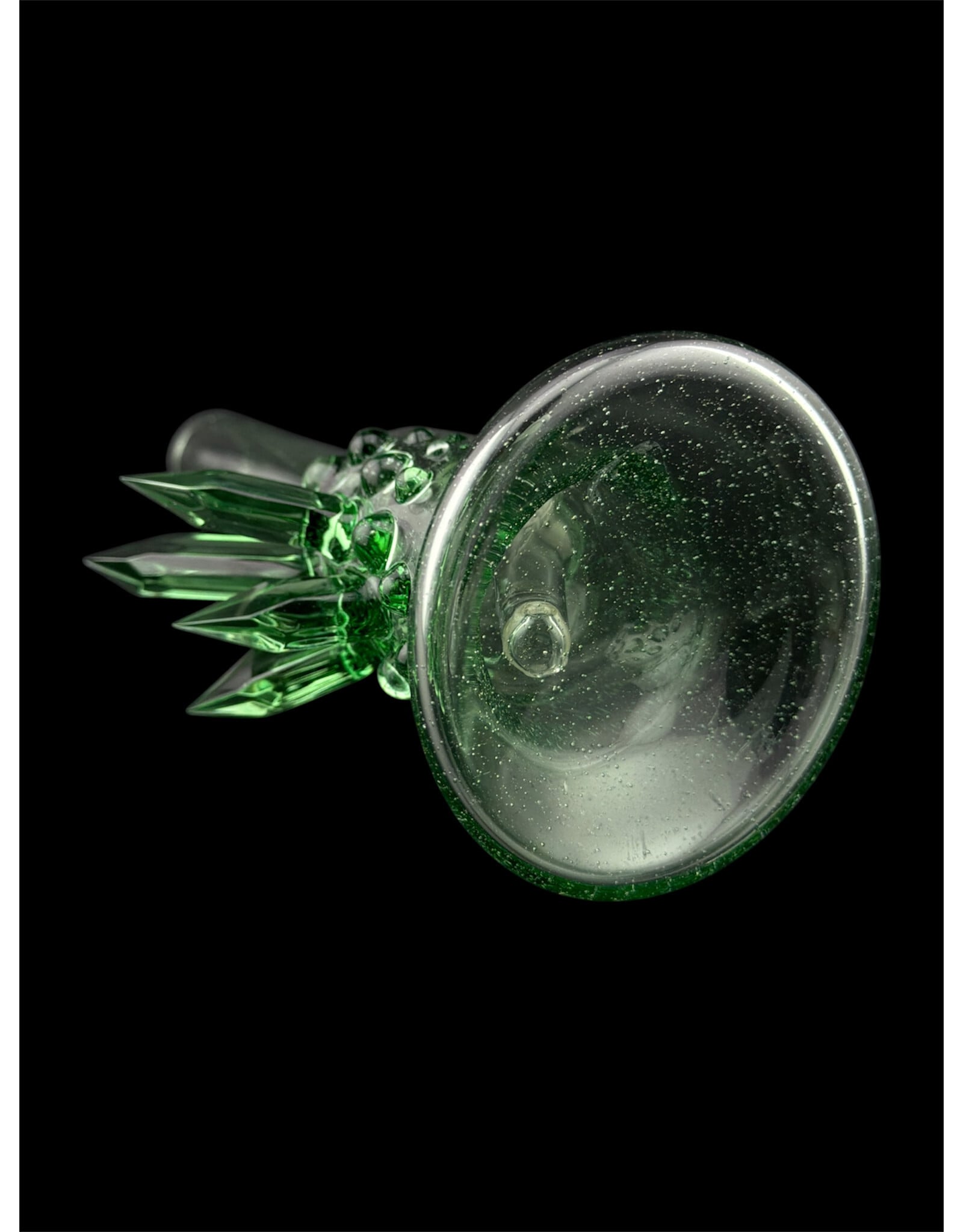 Based Glass Full Green Color With Color Crystal Growth Mini Beaker With Matching Spinning Bubble Carb Cap