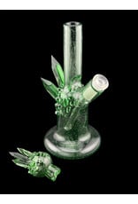 Based Glass Full Green Color With Color Crystal Growth Mini Beaker With Matching Spinning Bubble Carb Cap