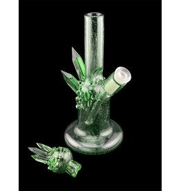 Based Glass Full Green Color With Color Crystal Growth Mini Beaker With Matching Spinning Bubble Carb Cap