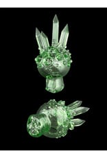 Based Glass Full Green Color With Color Crystal Growth Mini Beaker With Matching Spinning Bubble Carb Cap