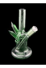 Based Glass Full Green Color With Color Crystal Growth Mini Beaker With Matching Spinning Bubble Carb Cap