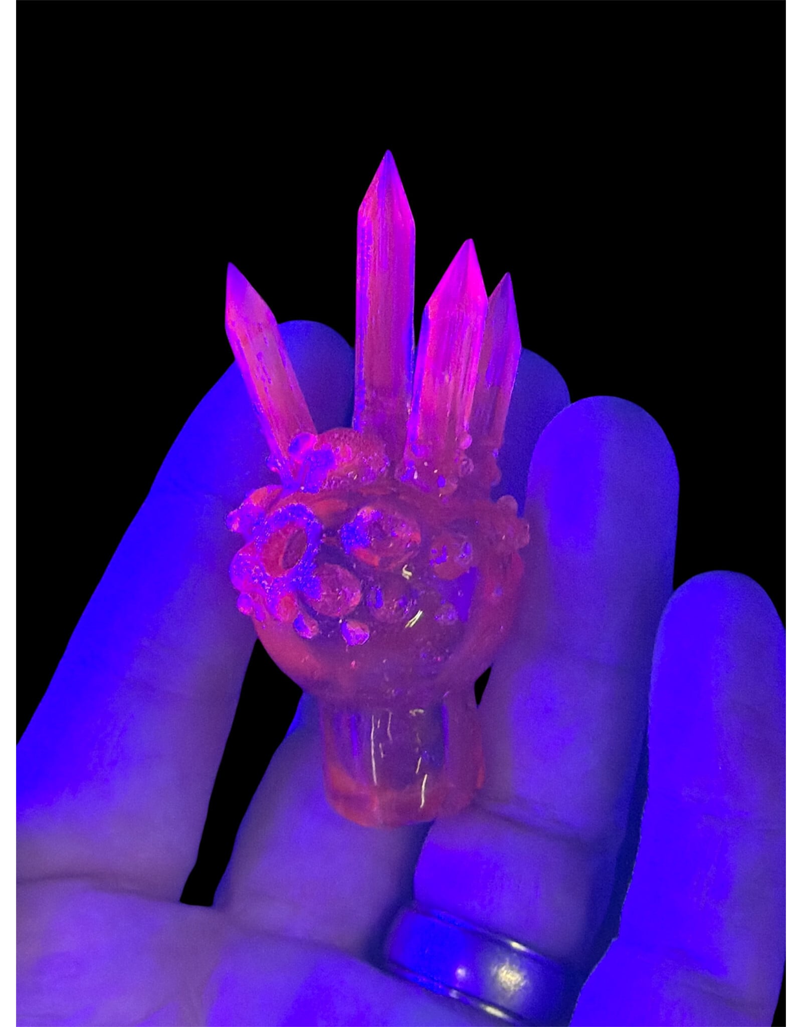 Based Glass Based Glass Orange UV Crystal Growth Spinner Bubble Carb Cap