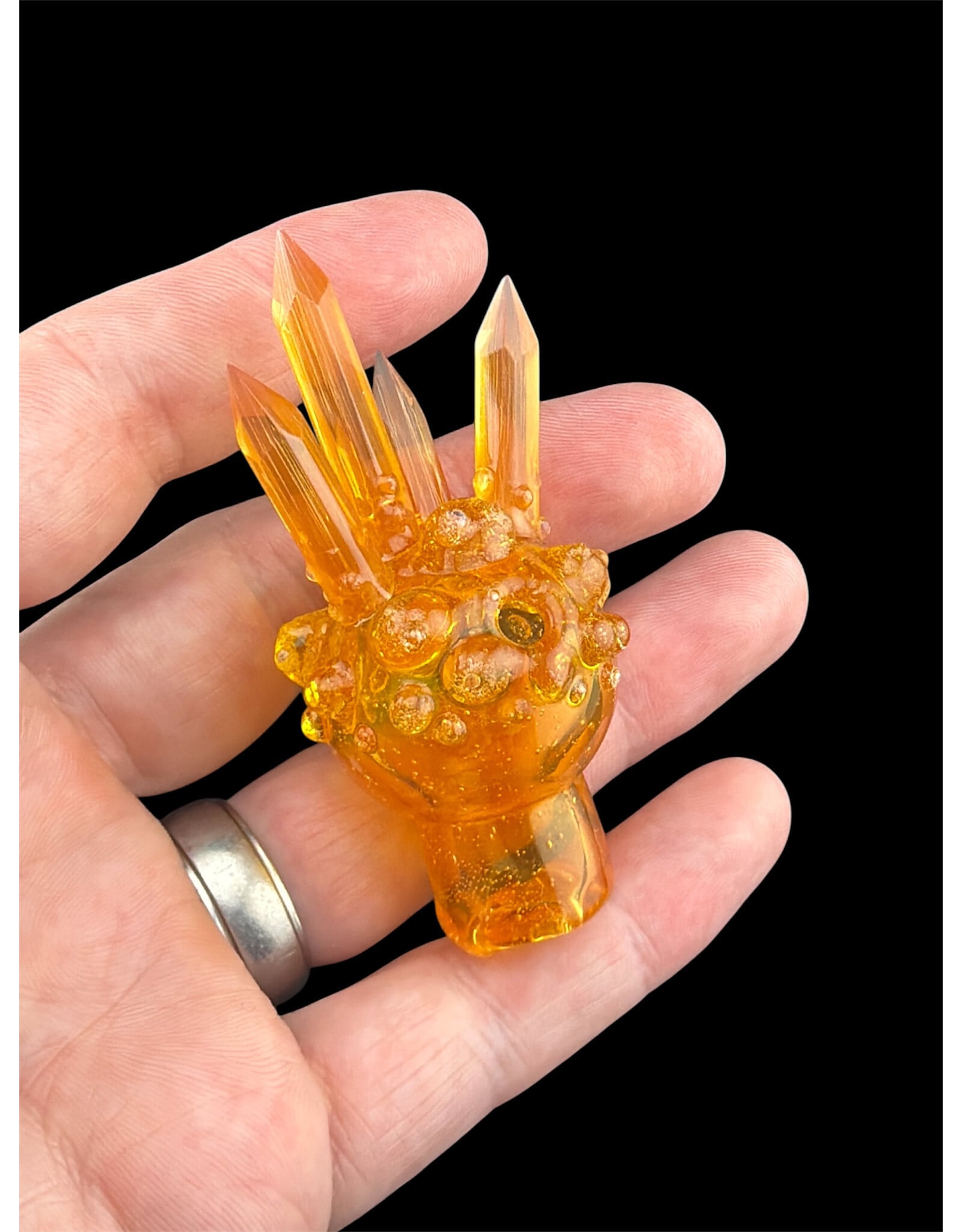 Based Glass Based Glass Orange UV Crystal Growth Spinner Bubble Carb Cap