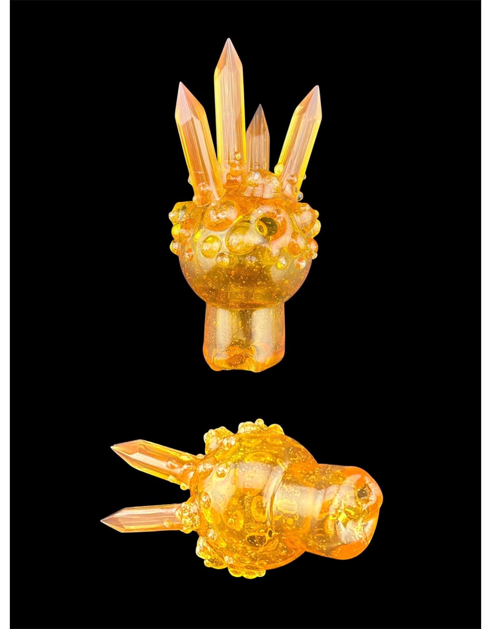 Based Glass Based Glass Orange UV Crystal Growth Spinner Bubble Carb Cap