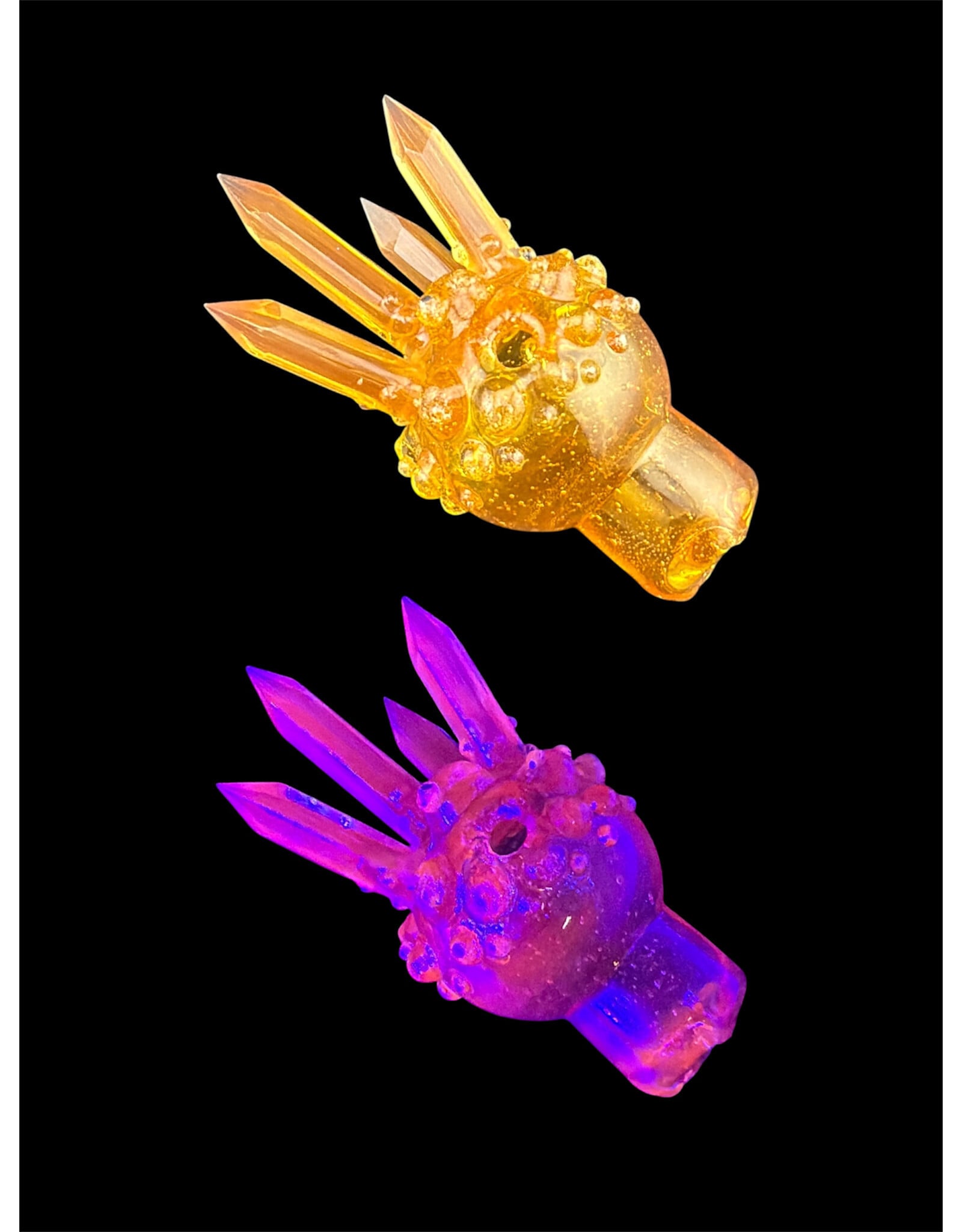 Based Glass Based Glass Orange UV Crystal Growth Spinner Bubble Carb Cap