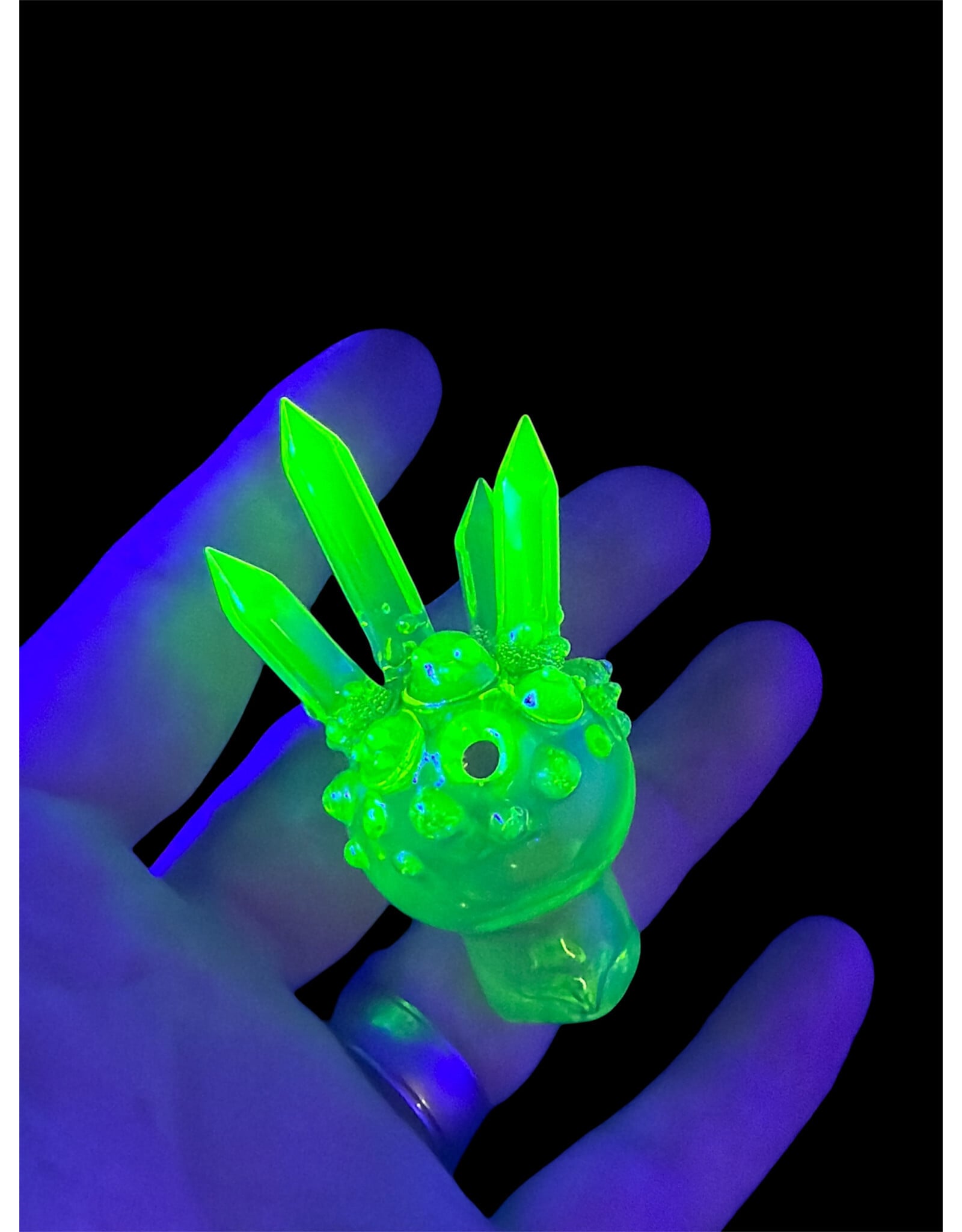 Based Glass Based Glass UV Green Crystal Growth Spinner Bubble Carb Cap