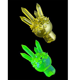 Based Glass Based Glass UV Green Crystal Growth Spinner Bubble Carb Cap