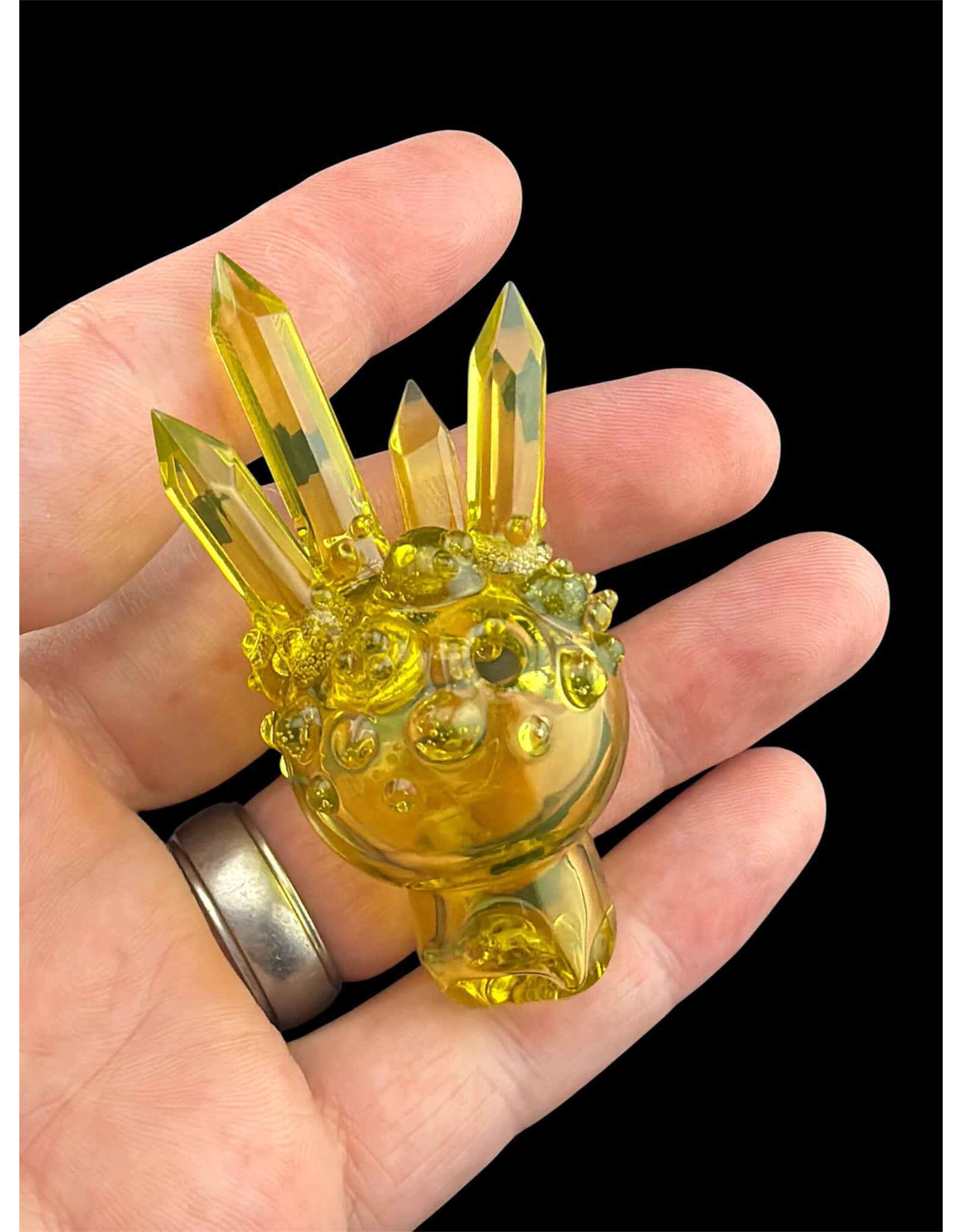Based Glass Based Glass UV Green Crystal Growth Spinner Bubble Carb Cap