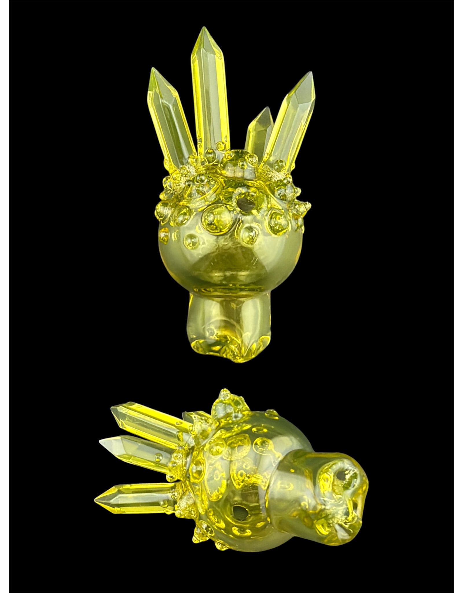 Based Glass Based Glass UV Green Crystal Growth Spinner Bubble Carb Cap