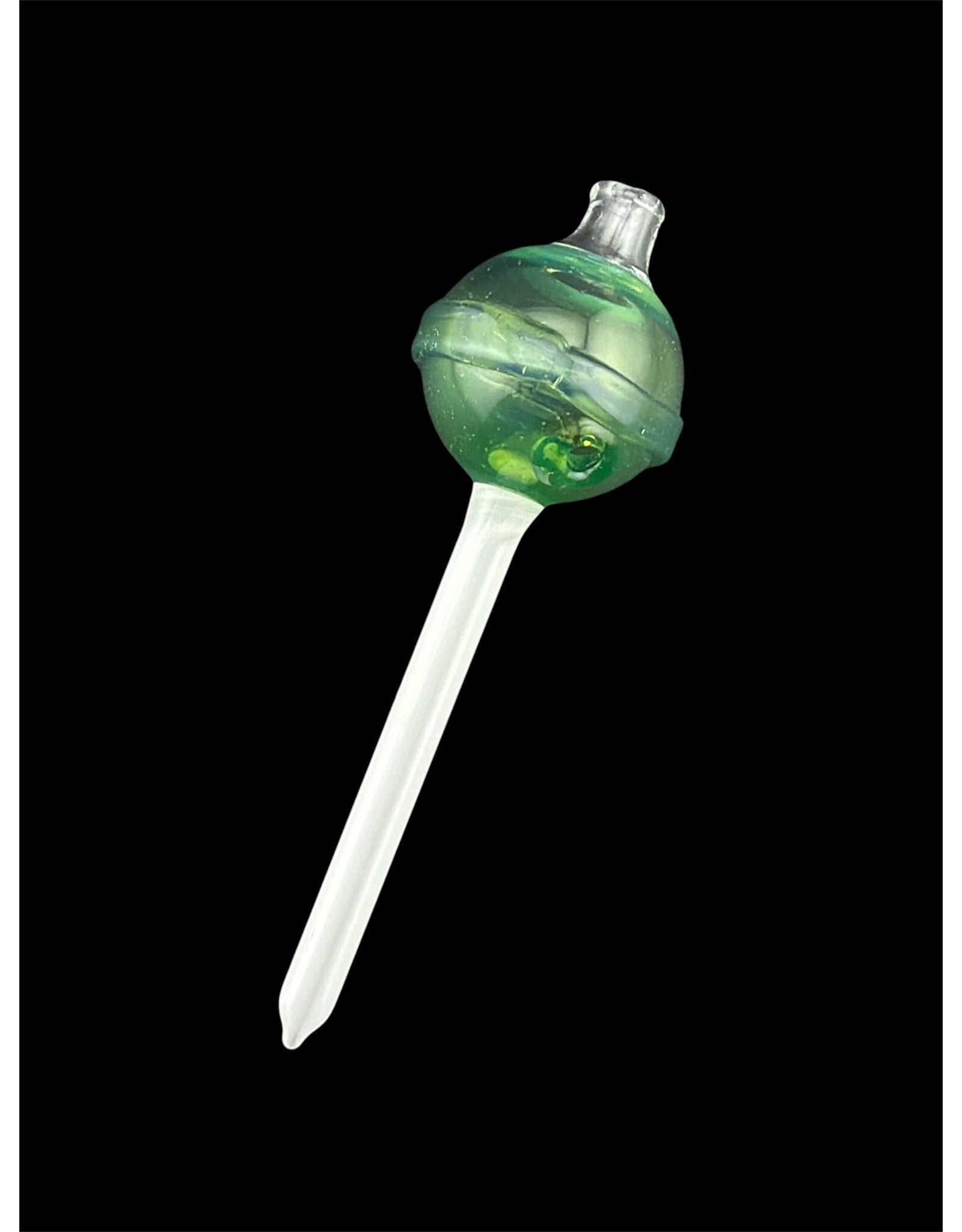Emperial 1 glass Emperial Yum Fumed Green  Lolipop Bubble Cap hollow w/dabber