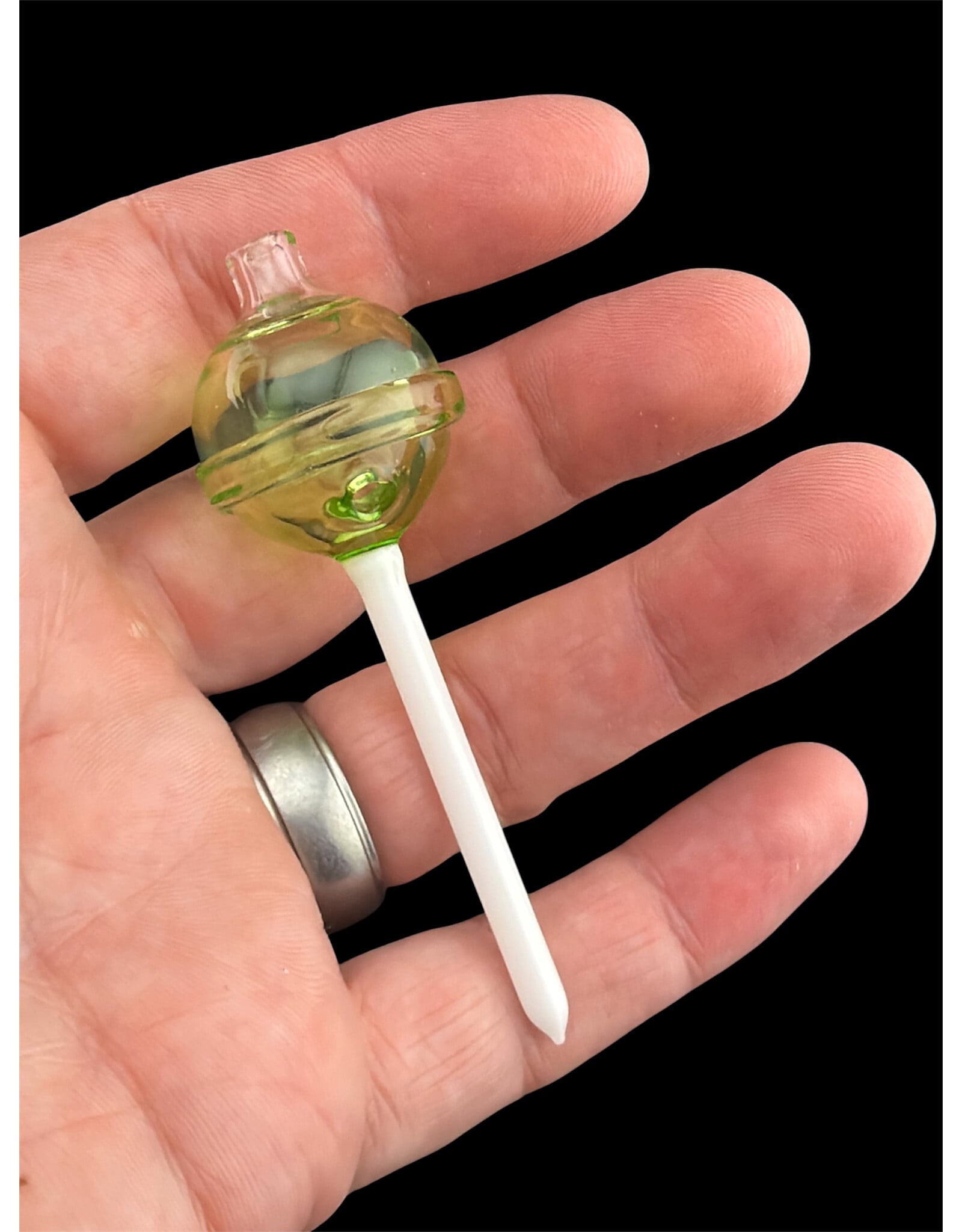 Emperial 1 glass Emperial Yum Light Green  Lolipop Bubble Cap hollow w/dabber