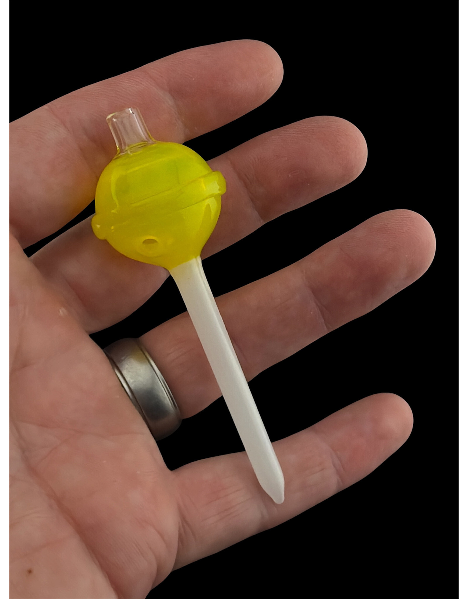 Emperial 1 glass Emperial Yum Yellow Lolipop Bubble Cap hollow w/dabber