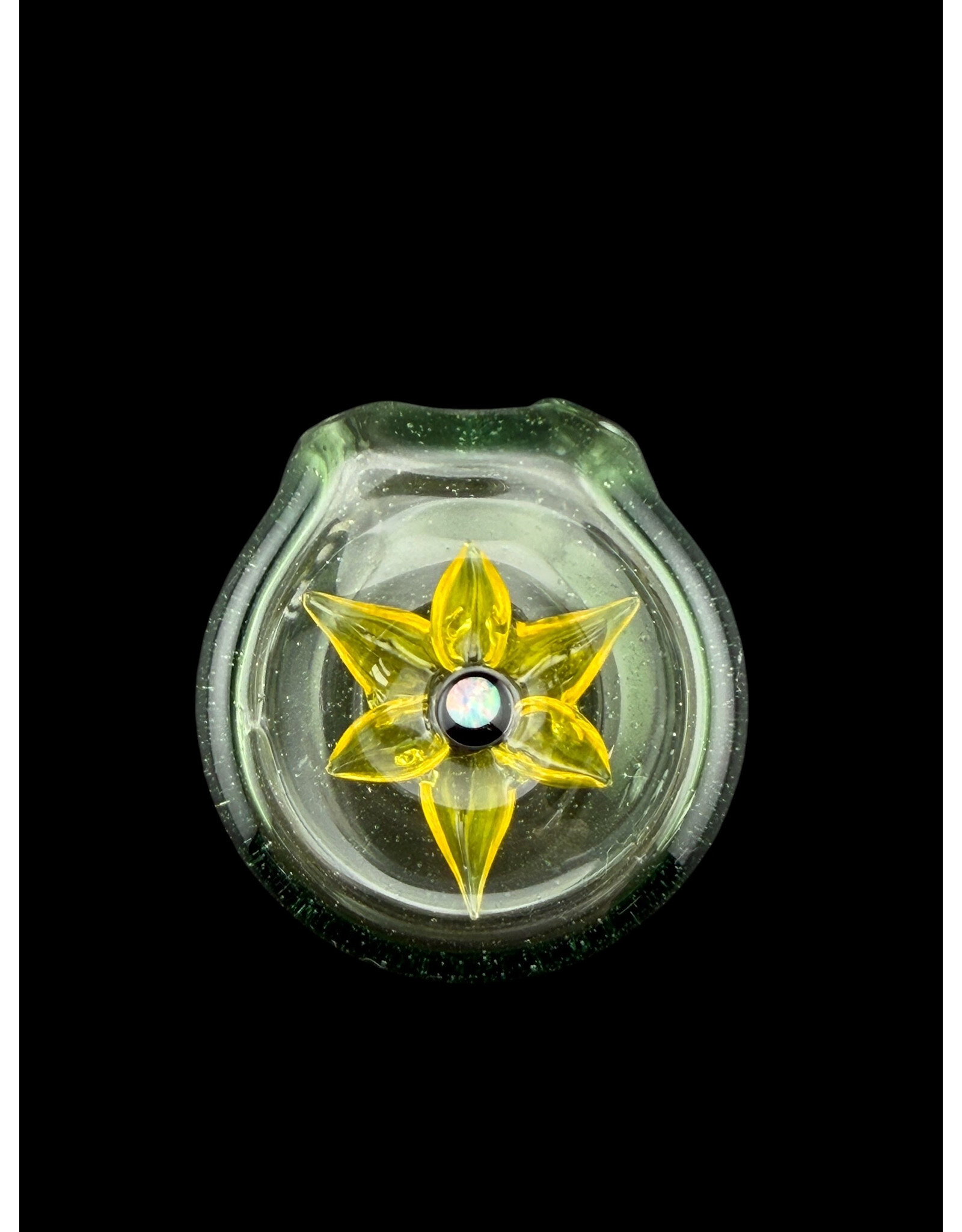 Sven Glass Clear Encased Flower Pendant Terps Pedals With Opal