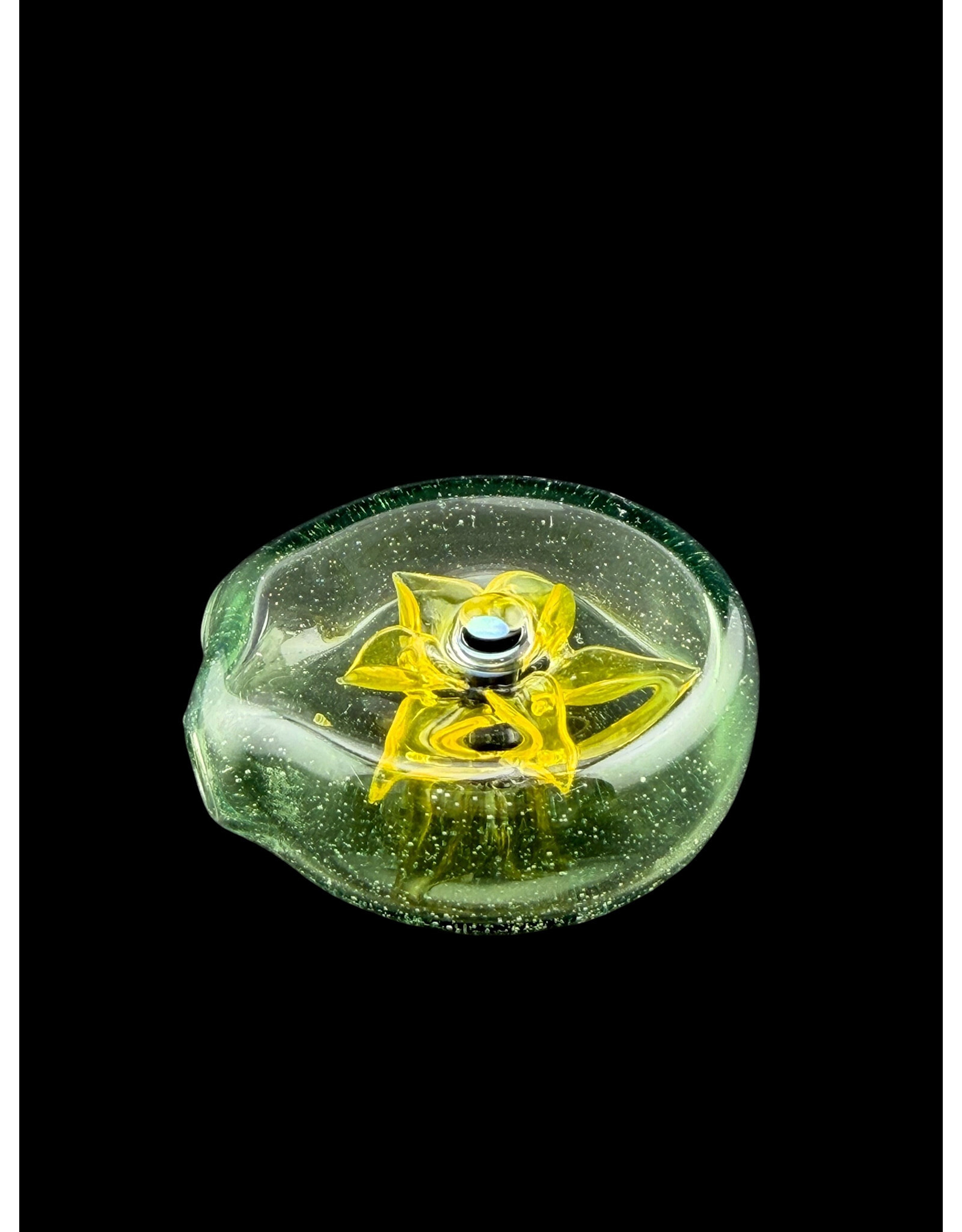 Sven Glass Clear Encased Flower Pendant Terps Pedals With Opal