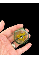 Sven Glass Clear Encased Flower Pendant Terps Pedals With Opal