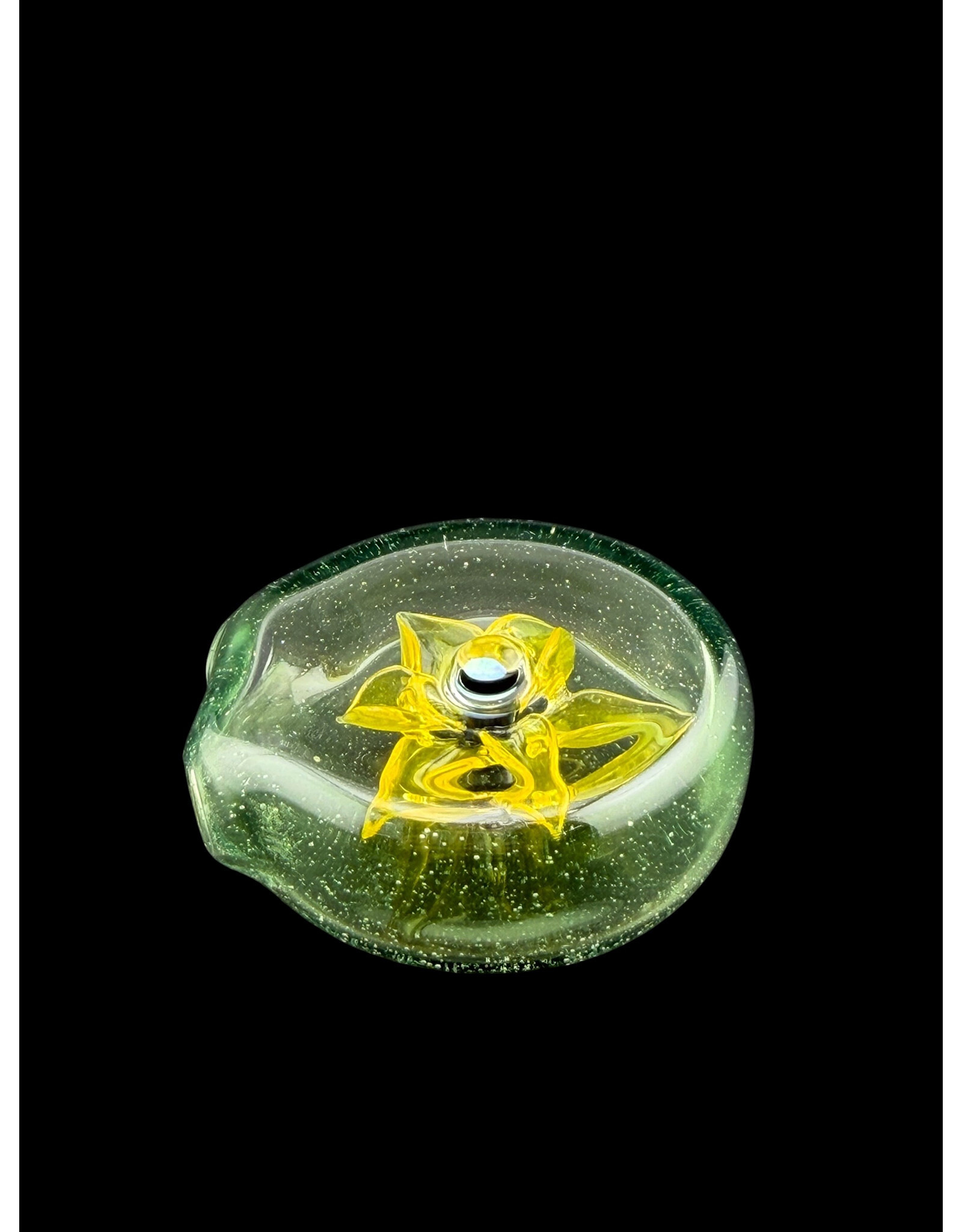 Sven Glass Clear Encased Flower Pendant Terps Pedals With Opal