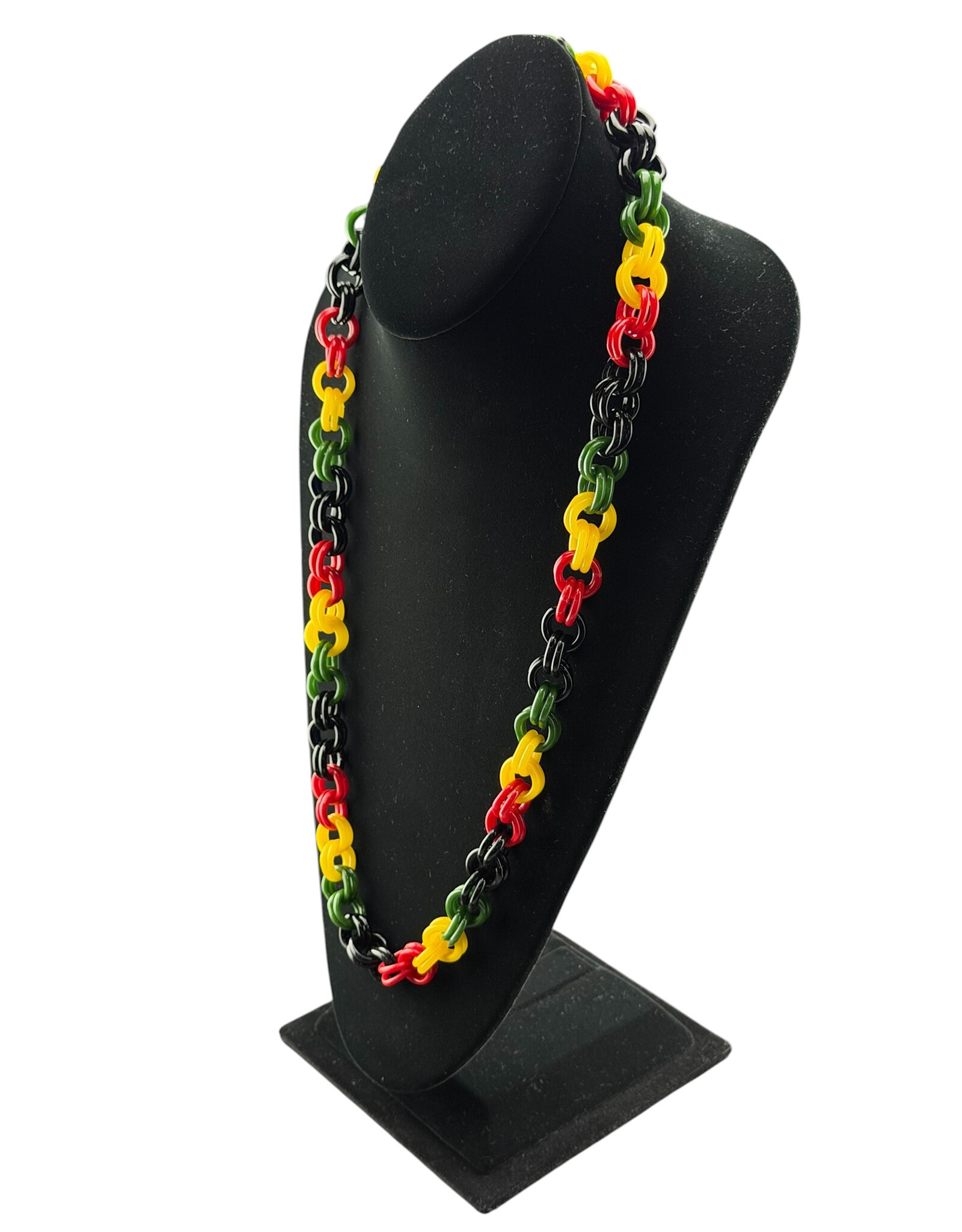 Rasta Glass Chain Link Necklace