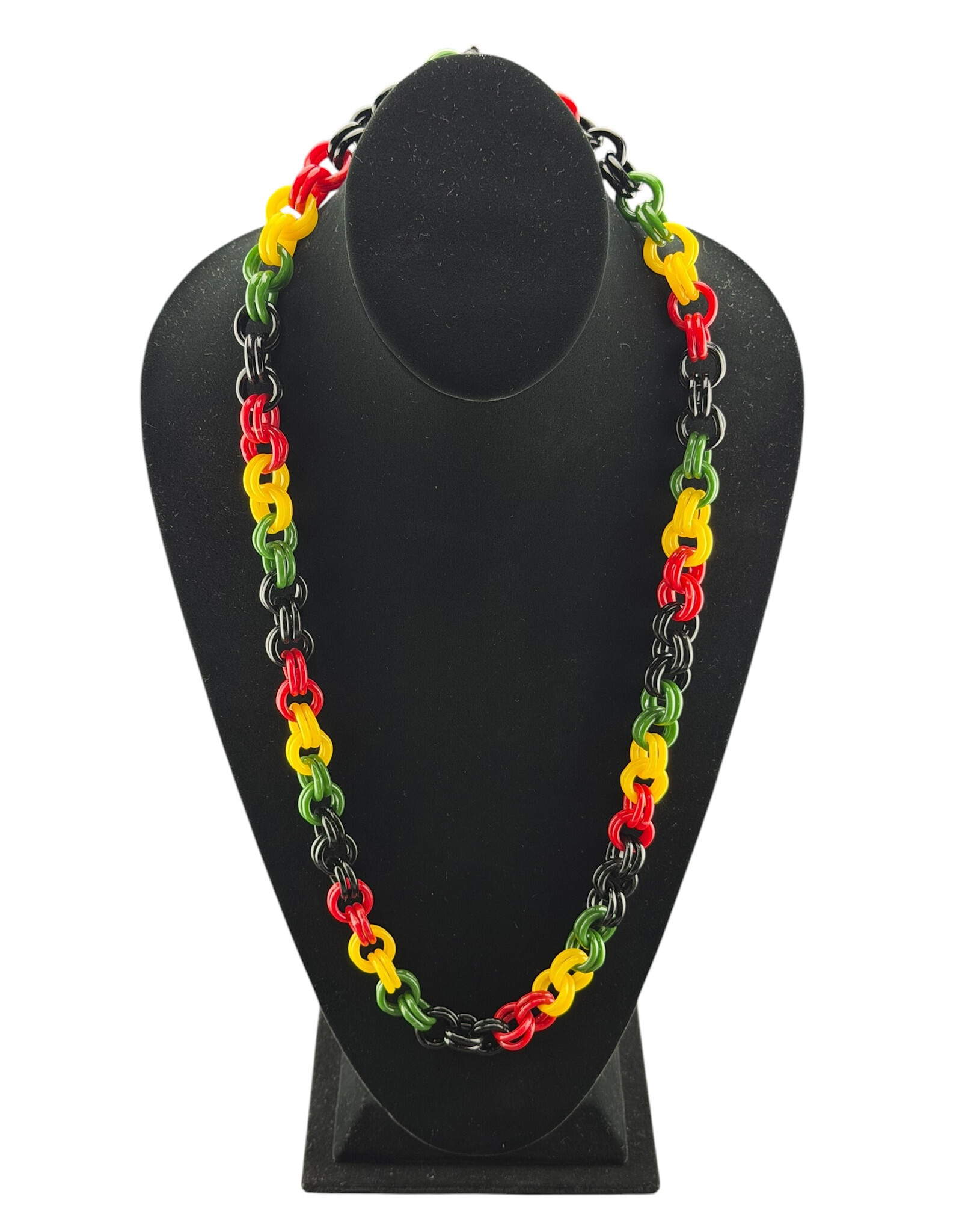 Rasta Glass Chain Link Necklace