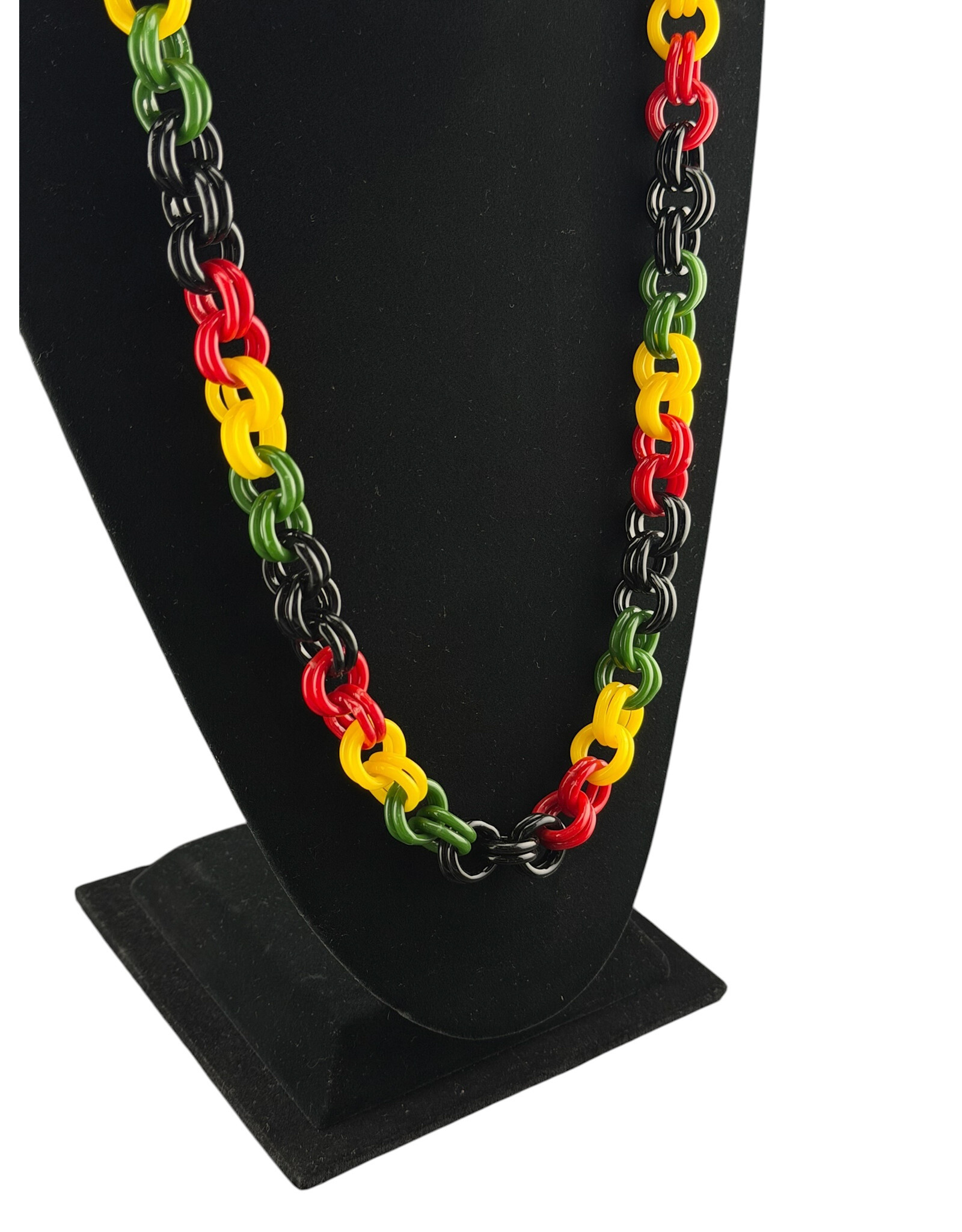 Rasta Glass Chain Link Necklace