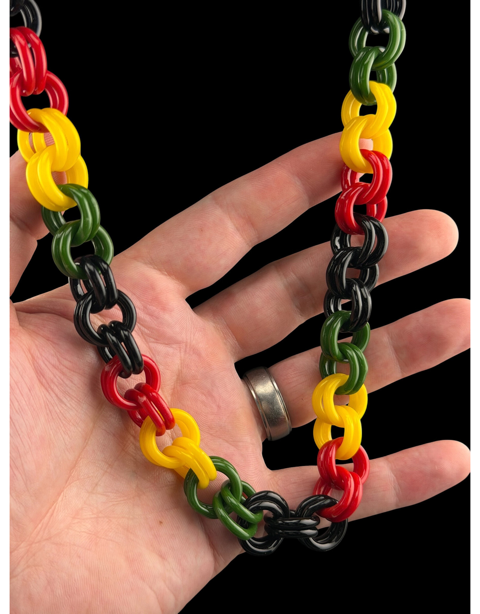 Rasta Glass Chain Link Necklace