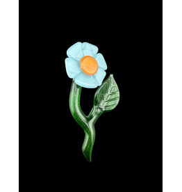Bandhu Dunham Bandhu Dunham Flower With Stem, Leaf & Orange Pendant