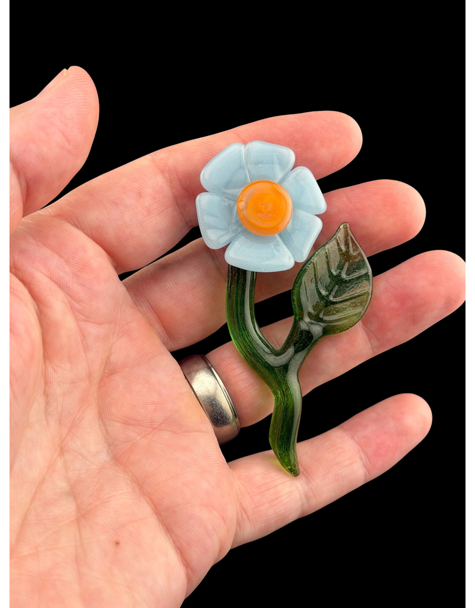 Bandhu Dunham Bandhu Dunham Flower With Stem, Leaf & Orange Pendant