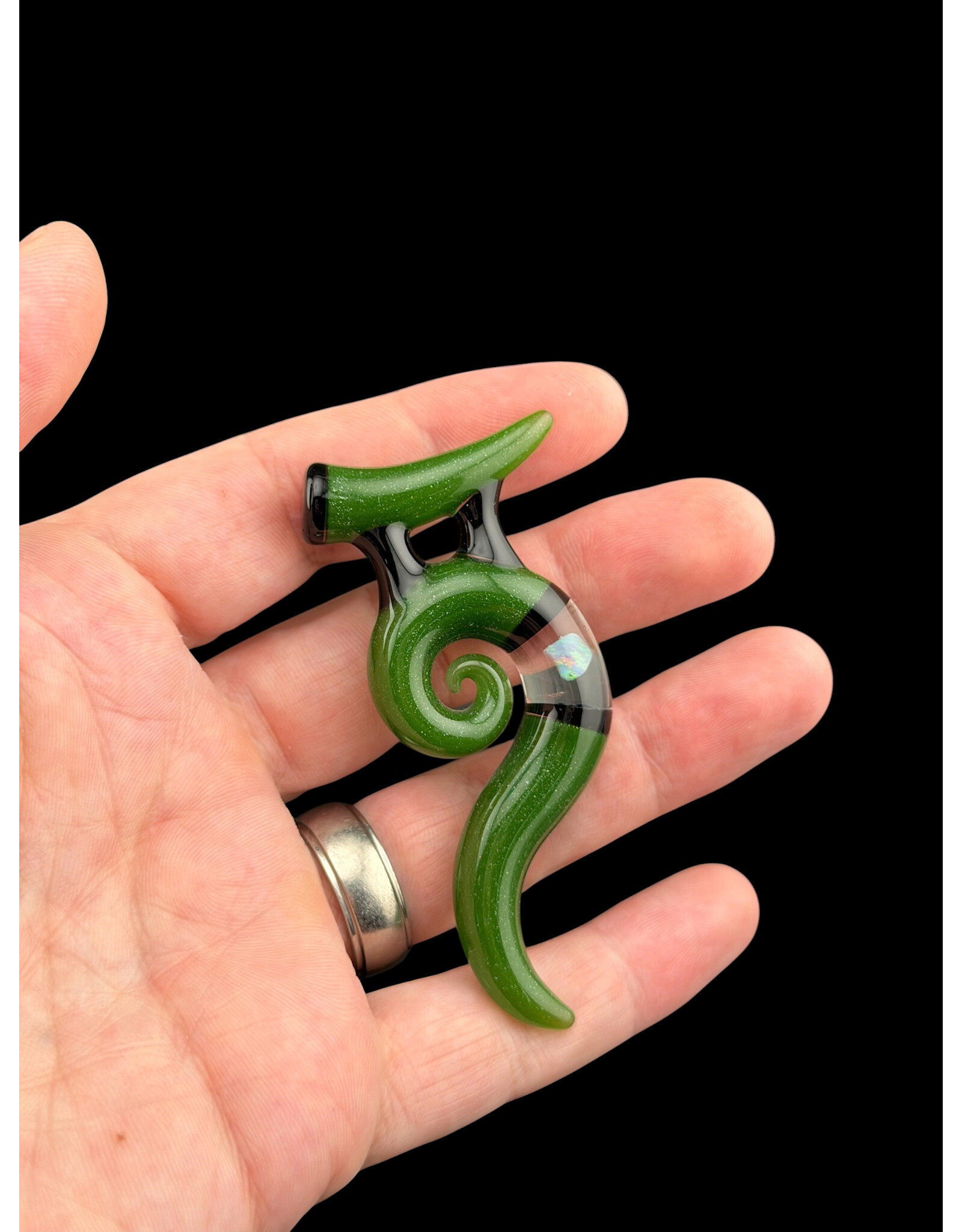 Natey Love Horn Pendant Green With Opal