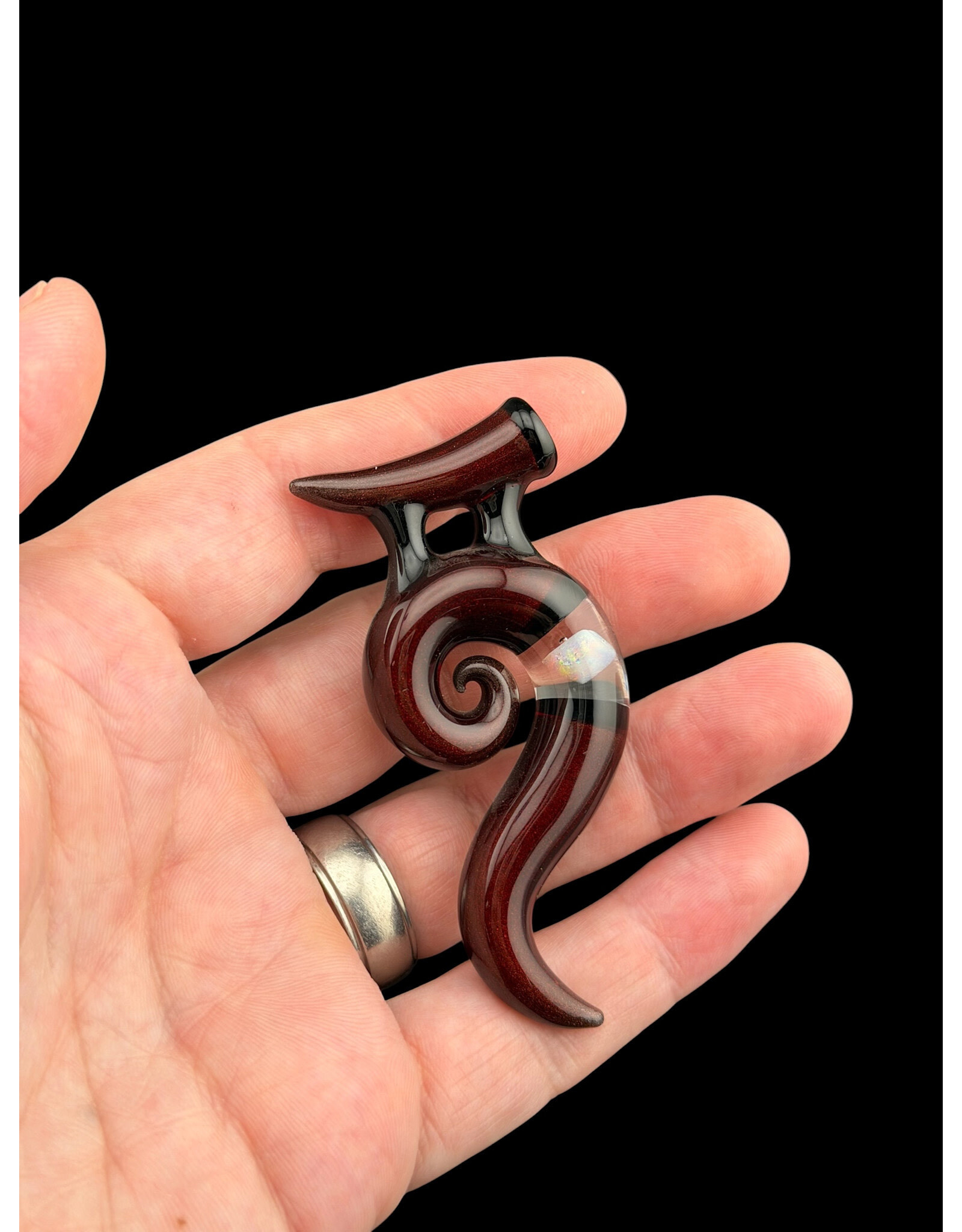 Natey Love Horn Pendant Red With Opal
