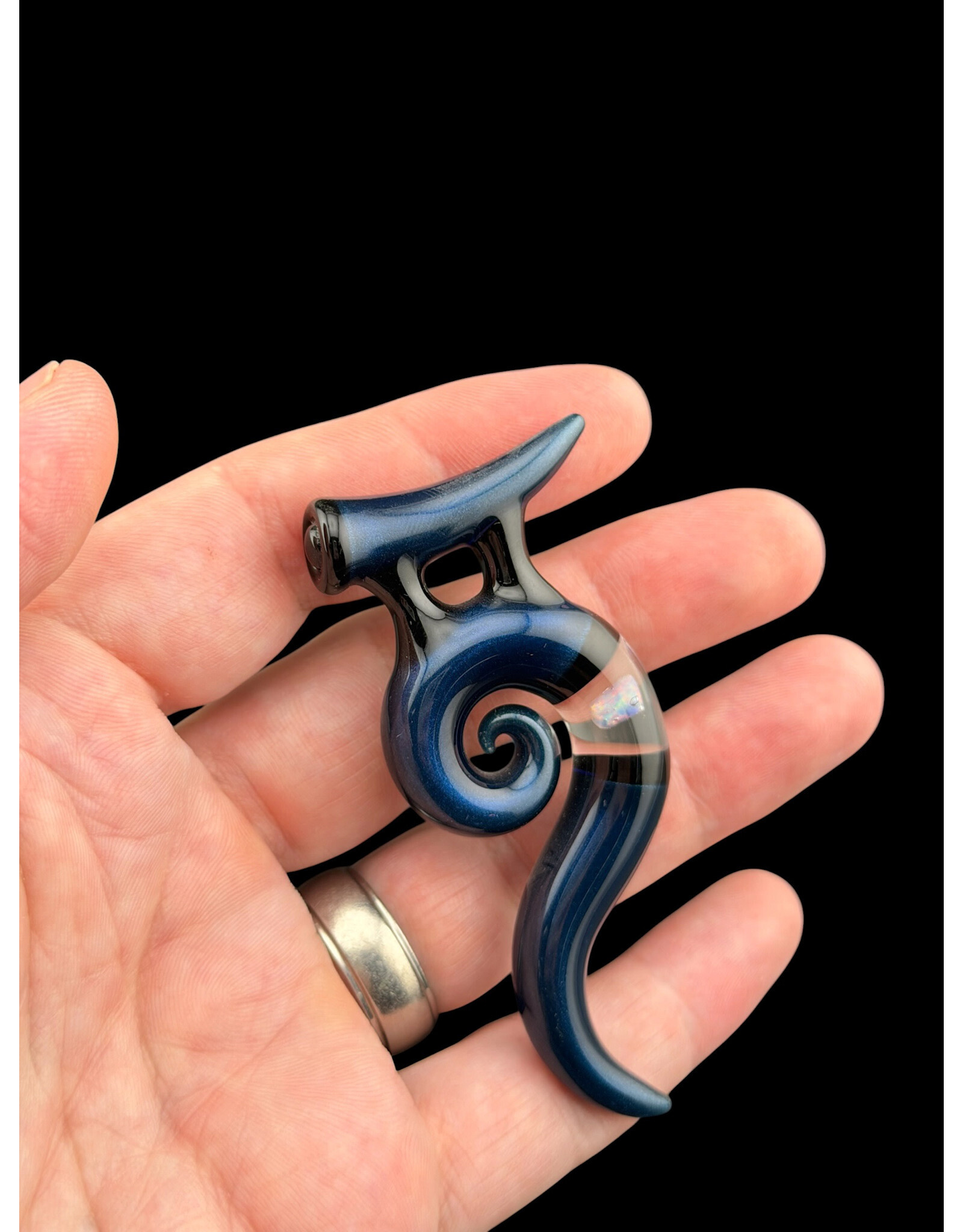 Natey Love Horn Pendant Blue With Opal
